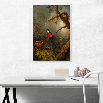 «A paire of Nesting Crimson Topaz Hummingbirds 1883» par Martin Johnson Heade, reproduction d'art sur toile tendue