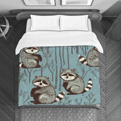 Racoons Animals Blue Duvet Cover