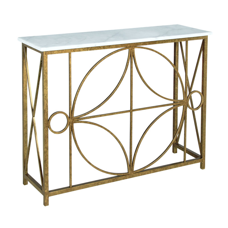Rome Console Table, Royal Gold, Carrera Marble