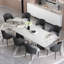 Ensemble de table de salle à manger 9 pièces en faux marbre avec plateau rectangulaire extensible en fritté de 94,5 po et 8 chaises en similicuir-1730726206-1730726207