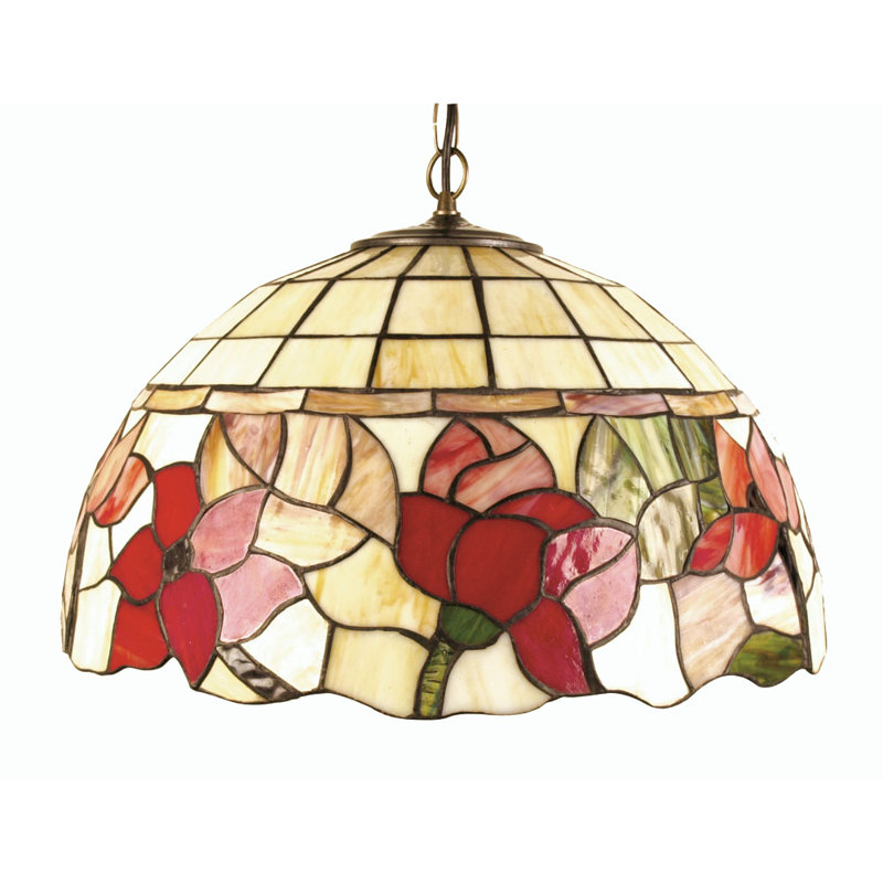 Adalyn 1 - Light Tiffany Glass Dome Pendant, 34cm H x 60cm W x 60cm D