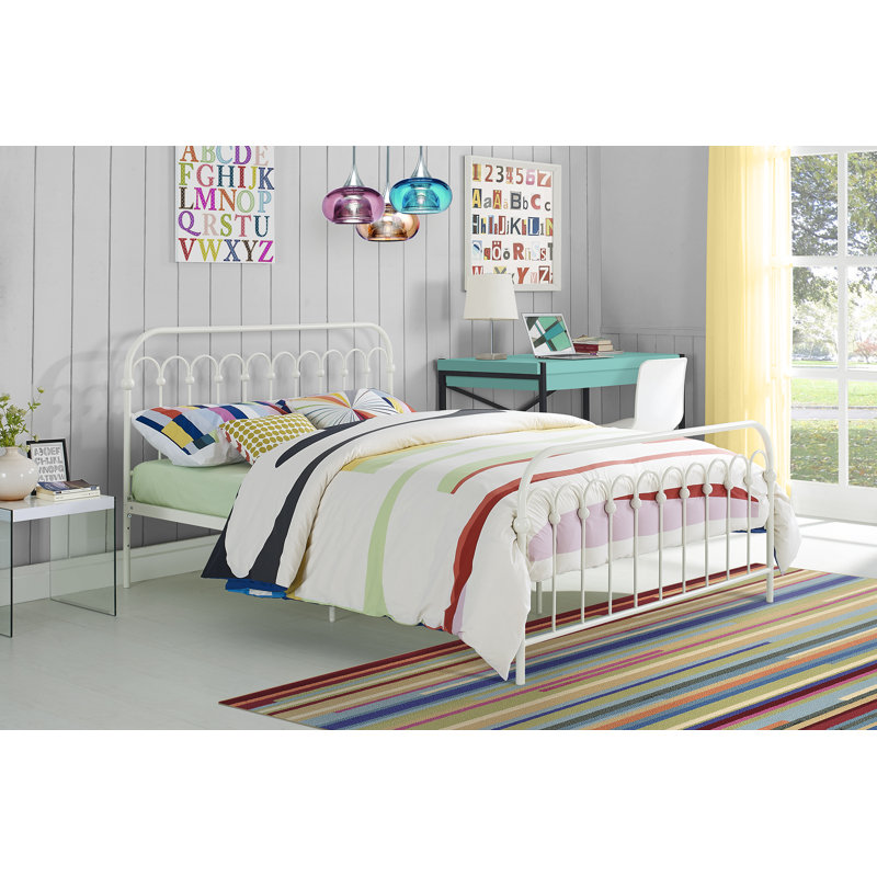 Metal Bed, White, Double (4'6)