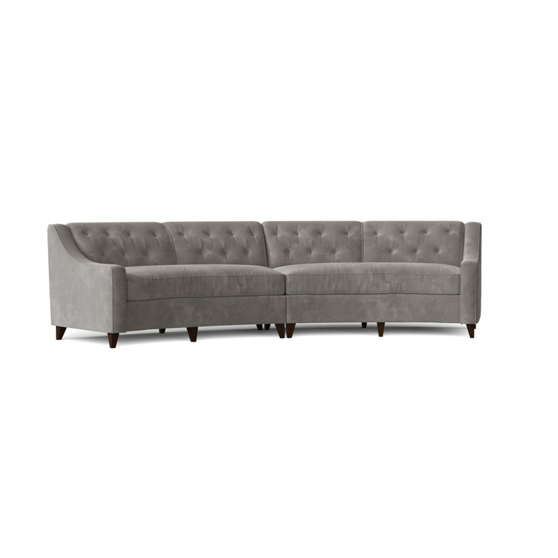 Canapé modulaire de coin symétrique 147 po Charlotte, Merle bleu Marlow, Noyer, Moyenne
