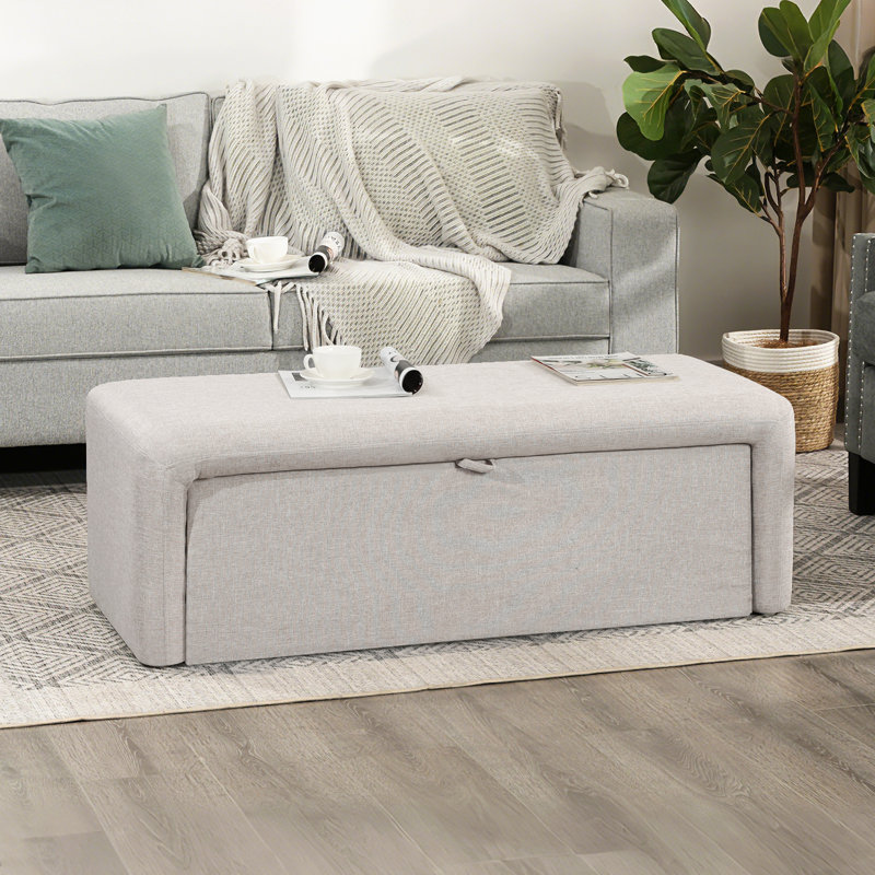 Banc de rangement avec repose-pieds 48 po, Beige