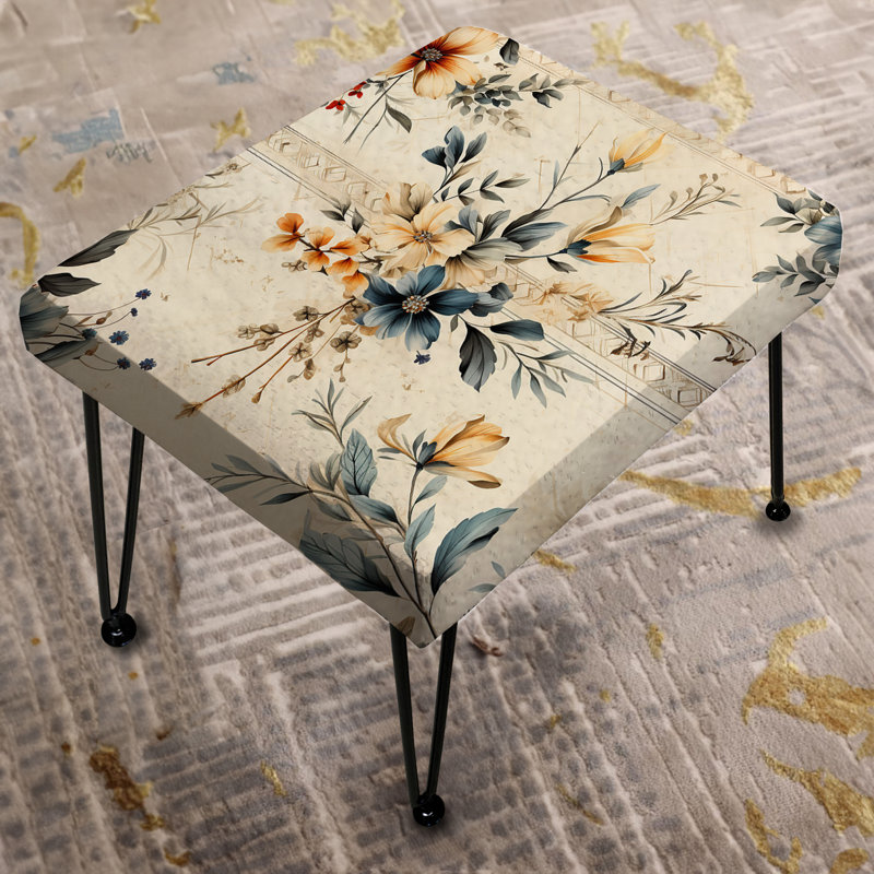 Repose-pieds vintage rétro Neutrals Mosaic Flowers III - Boho