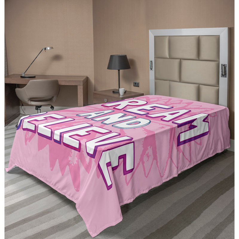 «Ambesonne», rose, blanc, dessus, drap plat, phrases, rose, blanc, Drap plat pour lit simple TG