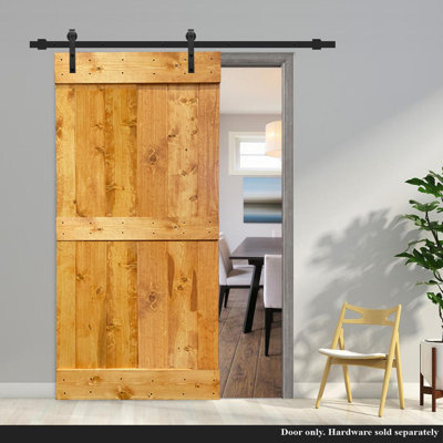 Panelled Wood Stained Mid-Bar Series Pre Assembled Barn Door Without Sliding Hardware Kit