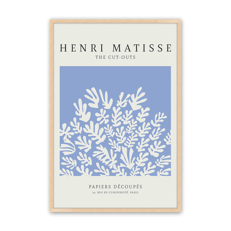 Affiche La Gerbe en bleu Matisse, H 15 po x l 12 po x P 1,25 po, Impression encadrée sans passe-partout, Érable brut