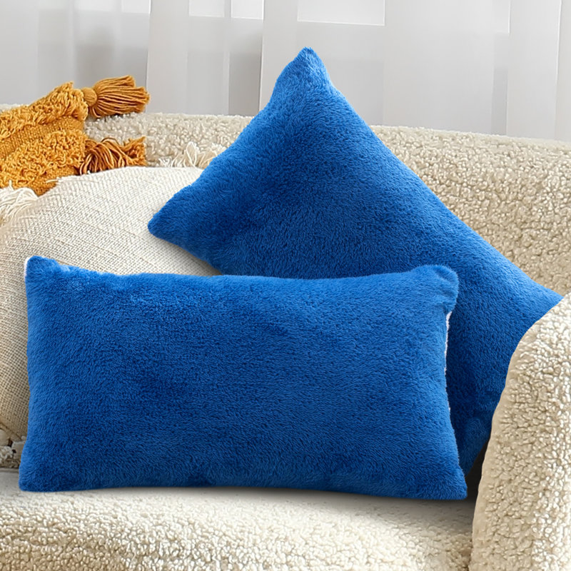 Coussin décoratif, Bleu, H 12 po x l 20 po