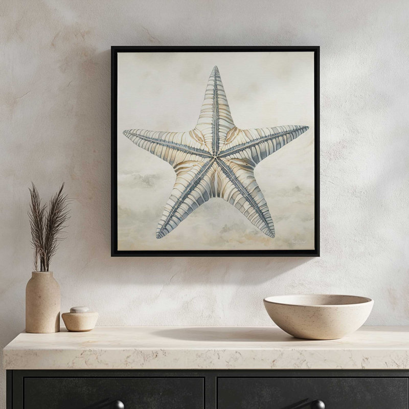 «Cape Cod Starfish» par Nicole DeCamp, reproduction d'art, L 30 po x H 30 po, Blanc, Toile avec cadre