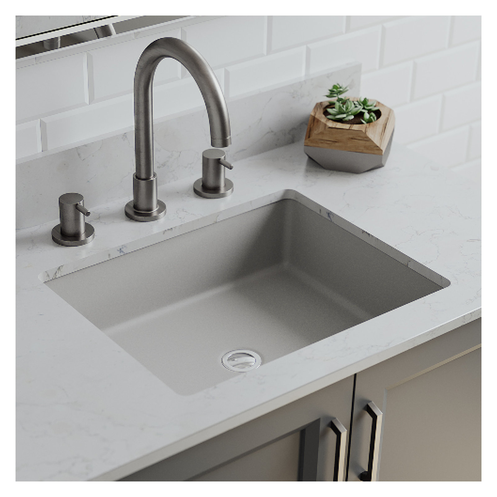 Lexicon Quartz Composite Rectangle Vanity Sink, Concrete
