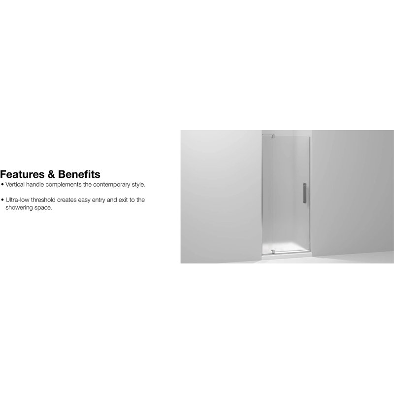Revel 36'' x 74'' Pivot Shower Door with CleanCoat® Technology, Anodized Brushed Nickel
