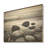 Black And White Rocky Beach Horizon - Coastal Minimalism Wood Wall Art On Natural Pine Wood-272405764