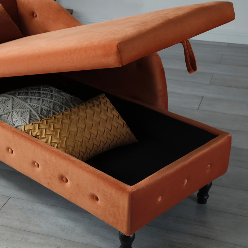 Chaise longue rembourrée pour l'intérieur, Orange, Noir