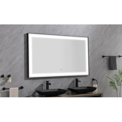 Miroir de salle de bain avec cadre en métal pour mur