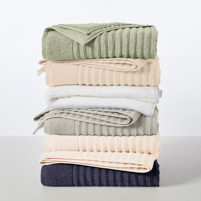 100% Zero-Twist Cotton Ribbed Hand Towels (Set of 6)