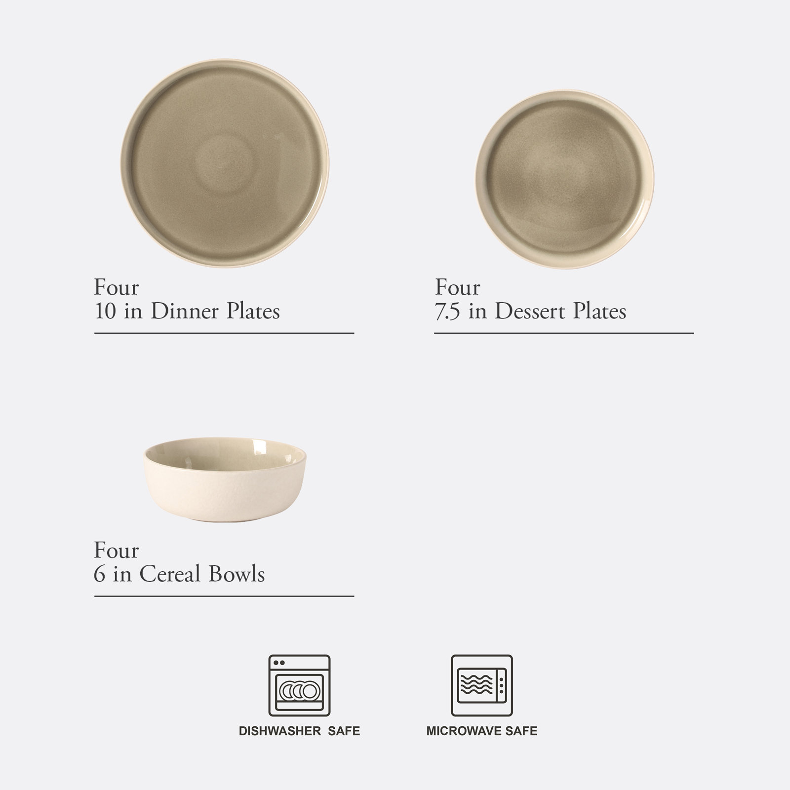 Tahoe Sunset Stoneware Dinnerware Set - Service for 4, Gray