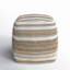 Pouf rayé blanc / taupe / gris 0H