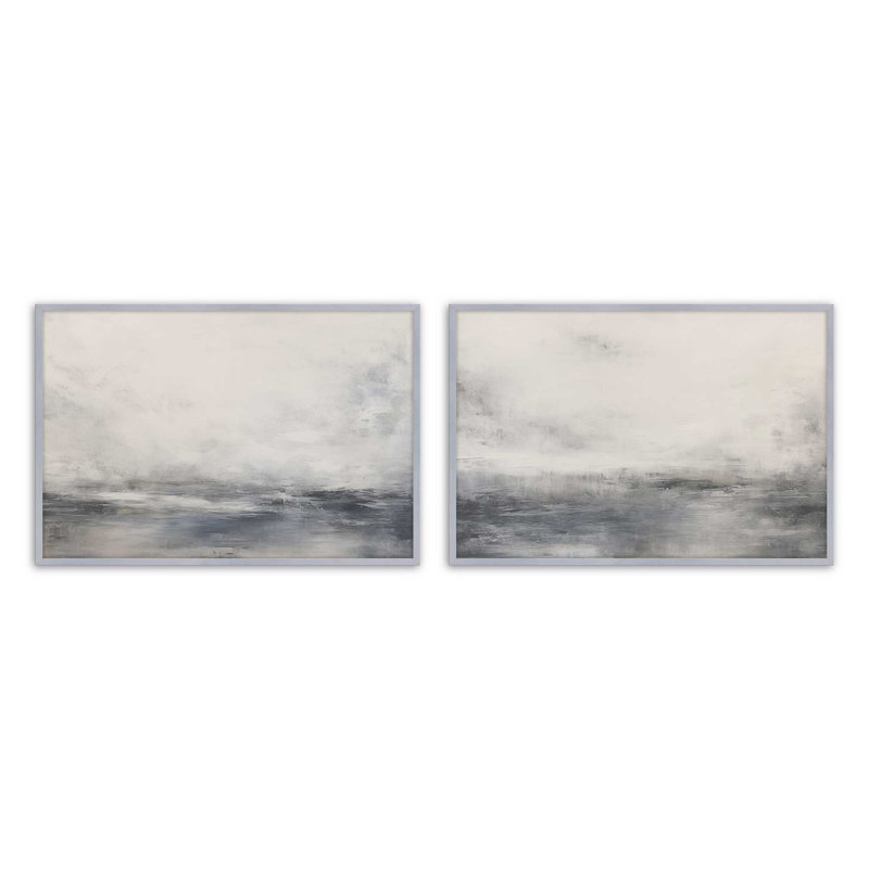 Wistful Tides Set of 2 Prints ,, Polished Chrome, 25.25" H x 74.5" W