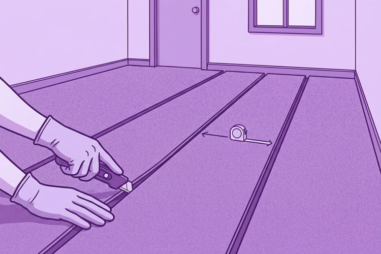 illustration showing how to cut carpet to remove it