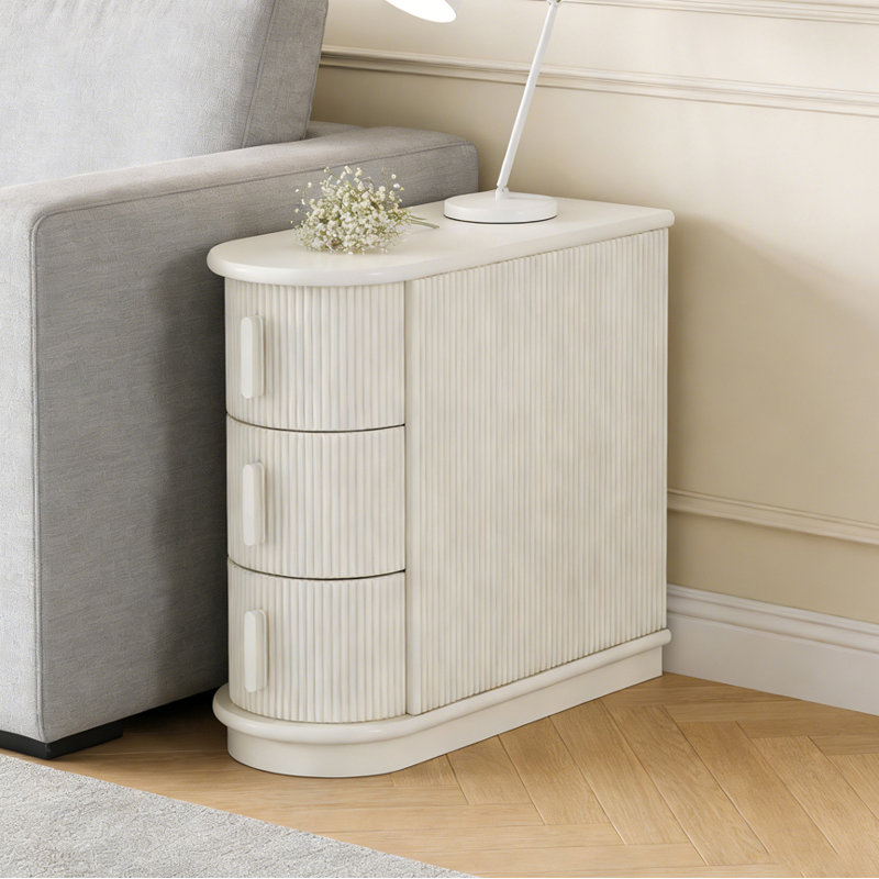 Table de chevet 3 tiroirs, Blanc