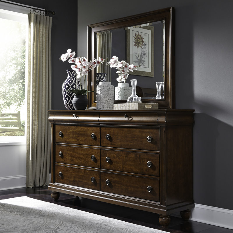 Lenny Panel Bed, Dresser & Mirror, Chest, and Two Nightstand Bedroom Set, King