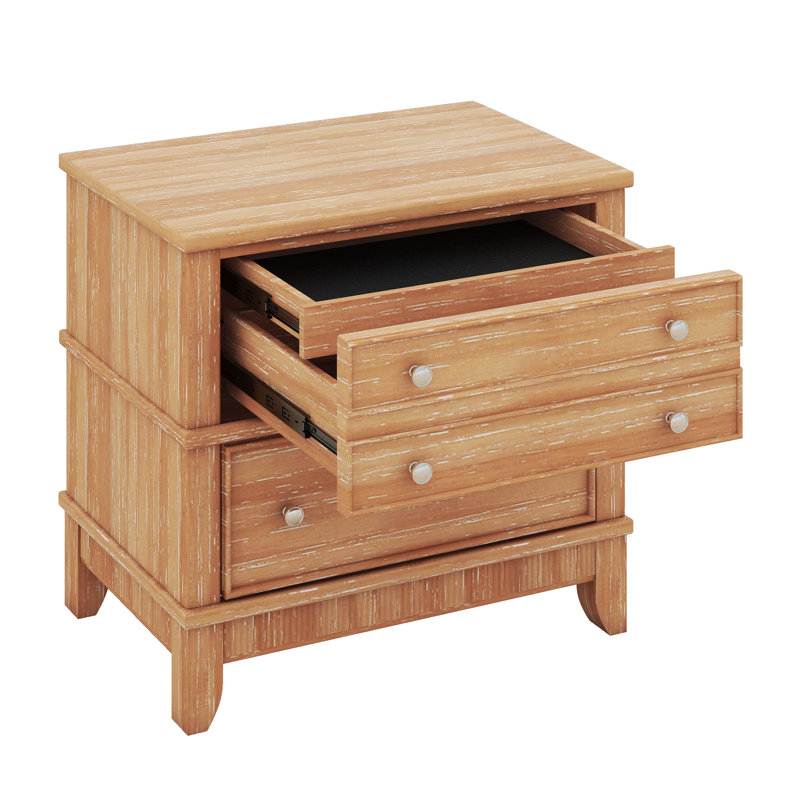 Wooden Nightstand With 3-Drawer, Multifunctional End Table Side Table With Metal Handle, Storage Cabinet With Wood Legs, Set Of Two