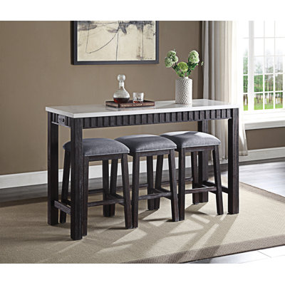 Phulkana 3 - Person Marble Top Four Leg Dining Set