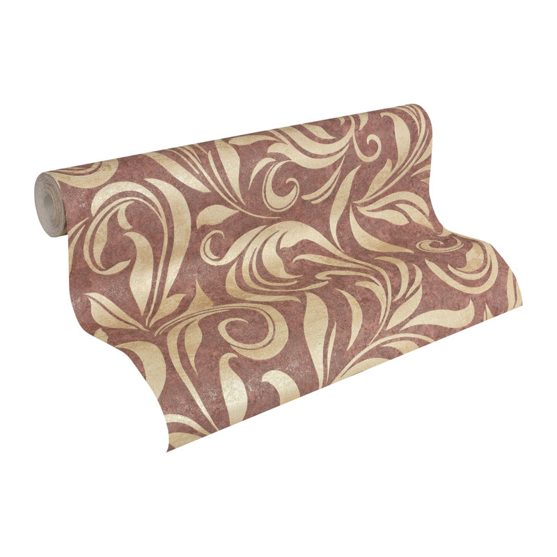Nobile 10.05m x 70cm 3D Embossed Wallpaper, Beige/Red