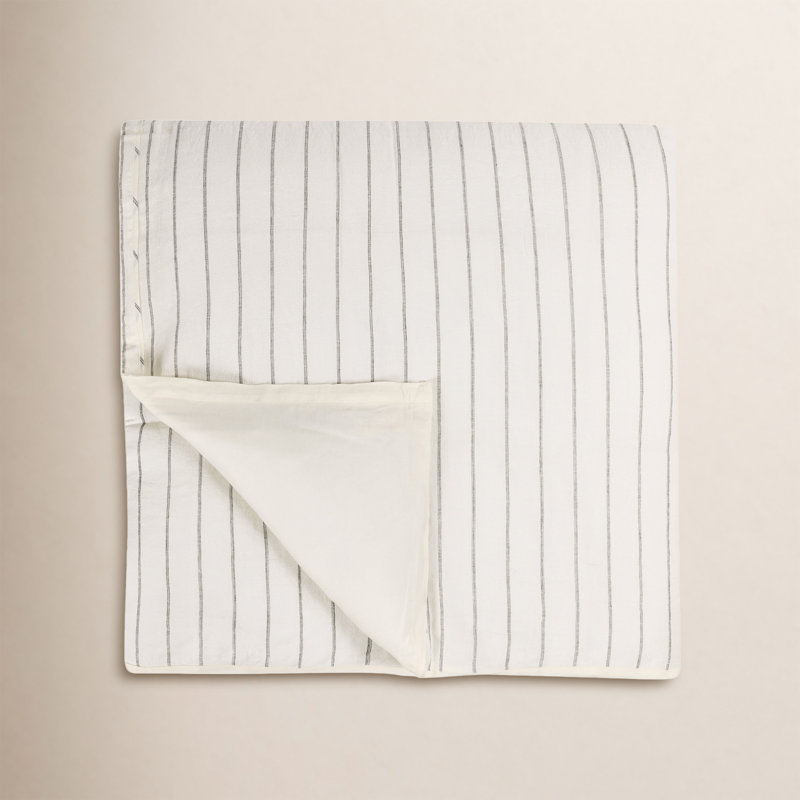 Eberly Striped Linen Duvet Cover, King Duvet Cover, Ivory