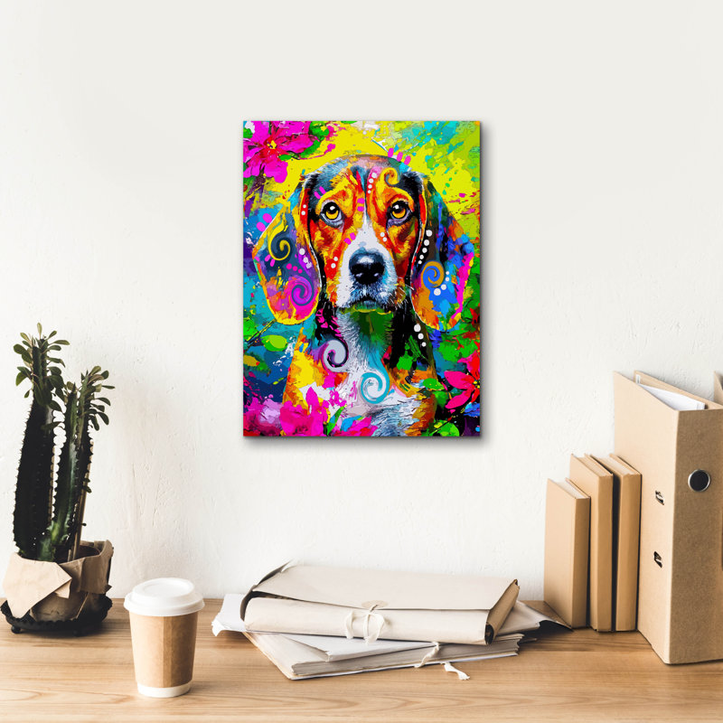 «The Timid Beagle» par Dean Russo, H 16 po x l 12 po