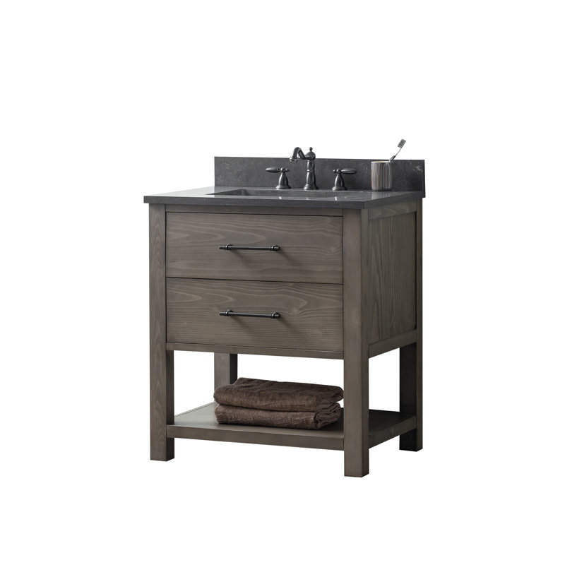 Keri 30" Single Bathroom Vanity Set, Smoke Gray/Matte Black