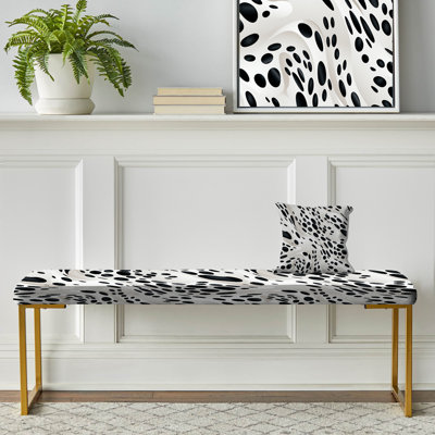 Banc de léopard des neiges blanc et noir - Banc rembourré géométrique doré