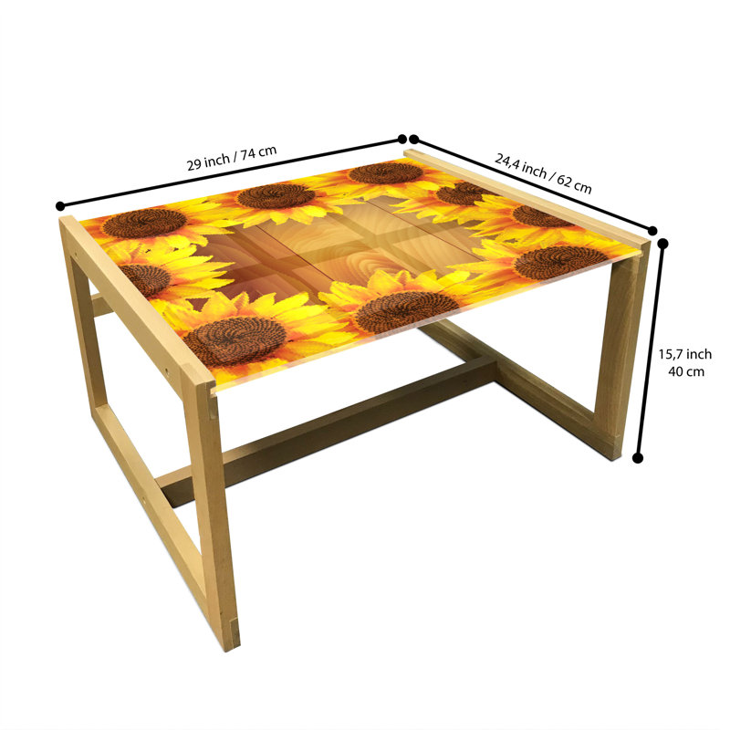 Table basse avec tournesol East Urban Home, H 15,75 po x L 29,13 po x l 24,4 po
