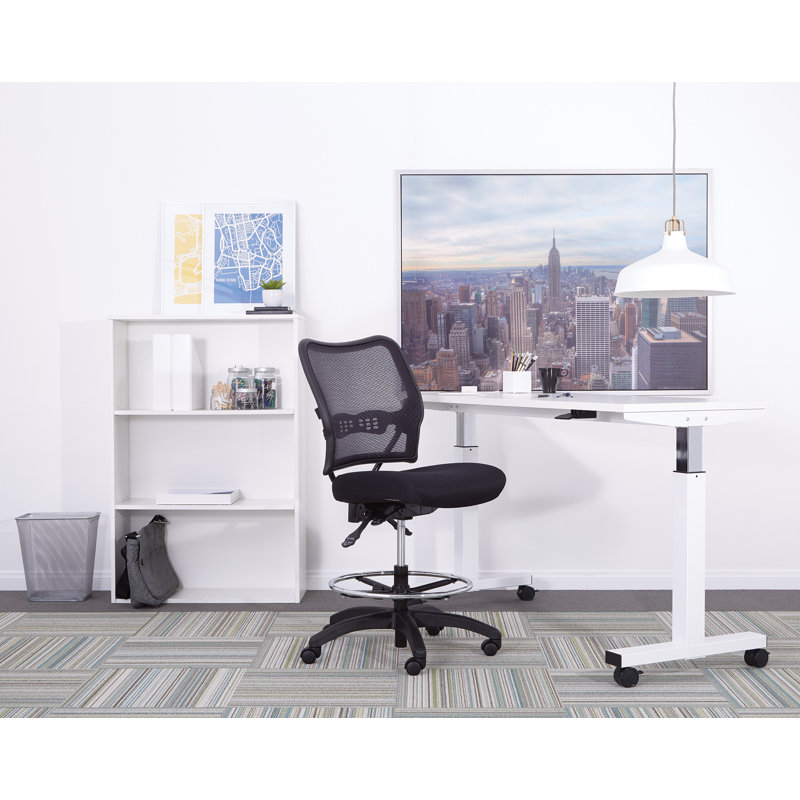 Ergonomic Black Mesh Swivel Drafting Chair with Metal Base