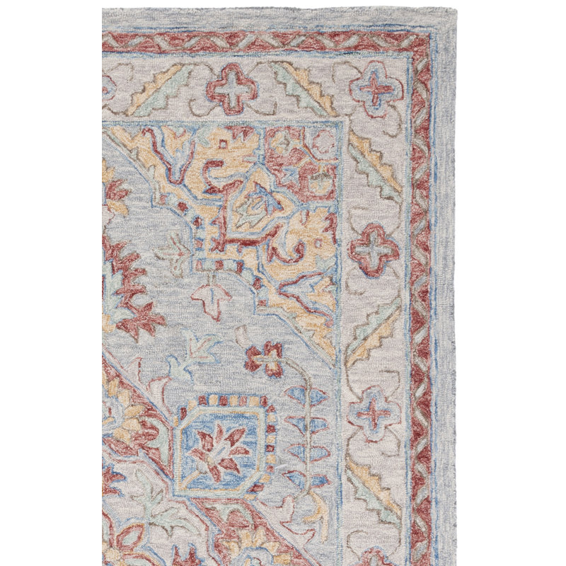 Tapis oriental gris en laine / coton touffeté à la main Dzenan, Rectangle 4 pi x 6 pi