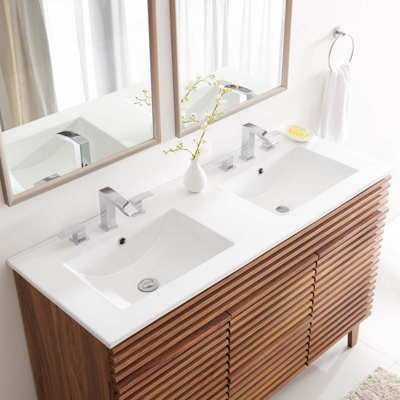 Modway Cayman 48" Double Basin Bathroom Sink, White