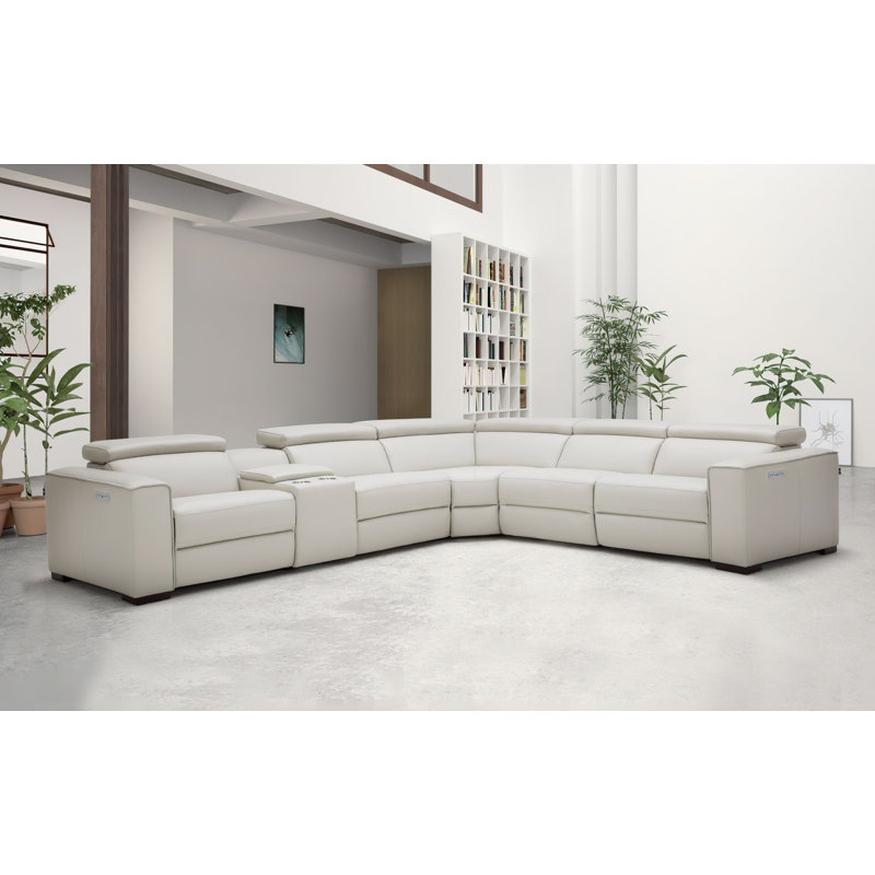 Canapé modulaire réversible inclinable en cuir véritable de 140 po Lorrieann