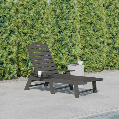 Ayleah Commercial Grade Outdoor Adjustable Lounge Chair with Cupholder