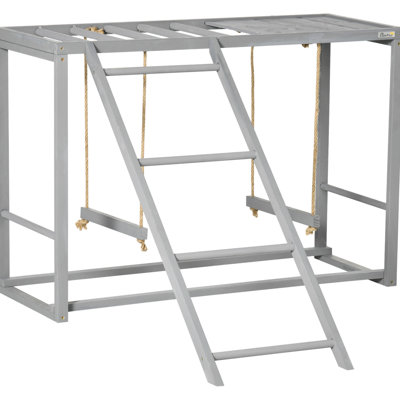 Gray Wooden Chicken Play With Swing And For 3 - 4 Birds In Strengthening Limbs Improving Coordination Chickens , Improves Chicken's Physical Condition Delivers Pleasurable Sessions