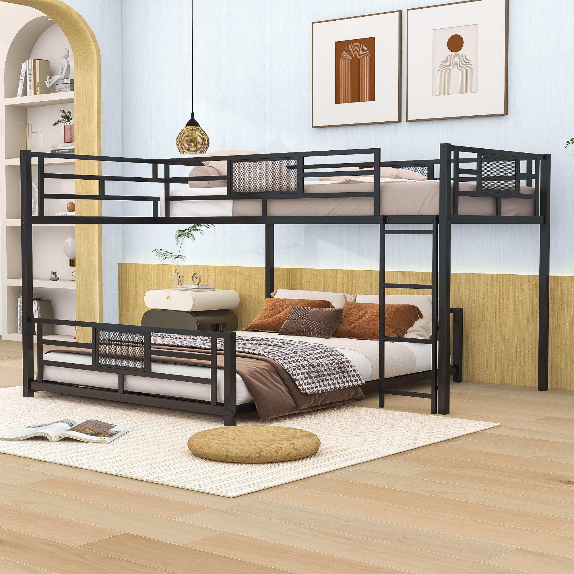 Isabelle & Max™ Twin Over Full L-Shaped Metal Bunk Bed With Slats | Wayfair