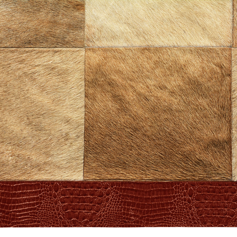 Hypos Cowhide Geometric Area Rug, Rectangle 5' x 8'