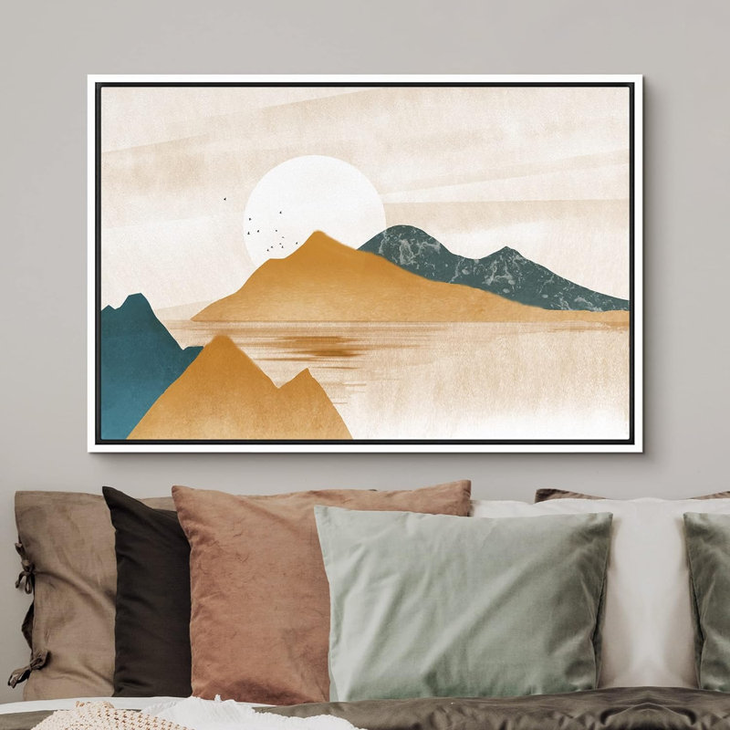 «Rustic Tan Mountain Range Valley Nature Art Modern Farmhouse Country Landscape» sur toile, Blanc, H 24 po x l 36 po