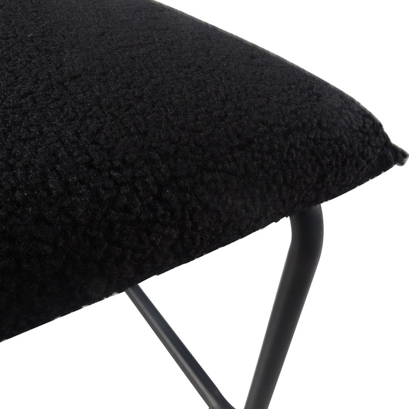 Luxurious Black Teddy Velvet Dining Chairs with Rattan Cane Backrest