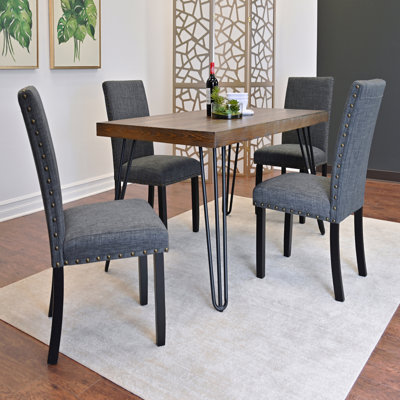 5-Piece Dining Set: Hairpin Table & 4 Chairs