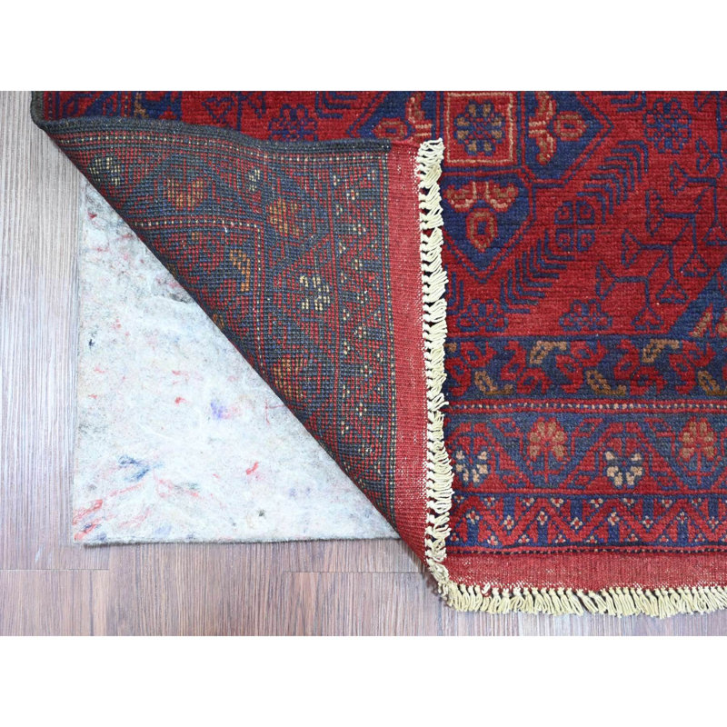 Tapis de couloir en laine noué à la main 2 pi 7 po x 9 pi 8 po rouge Andkhoy F42E03E782CA4C41BBC1BB9E76E1847E