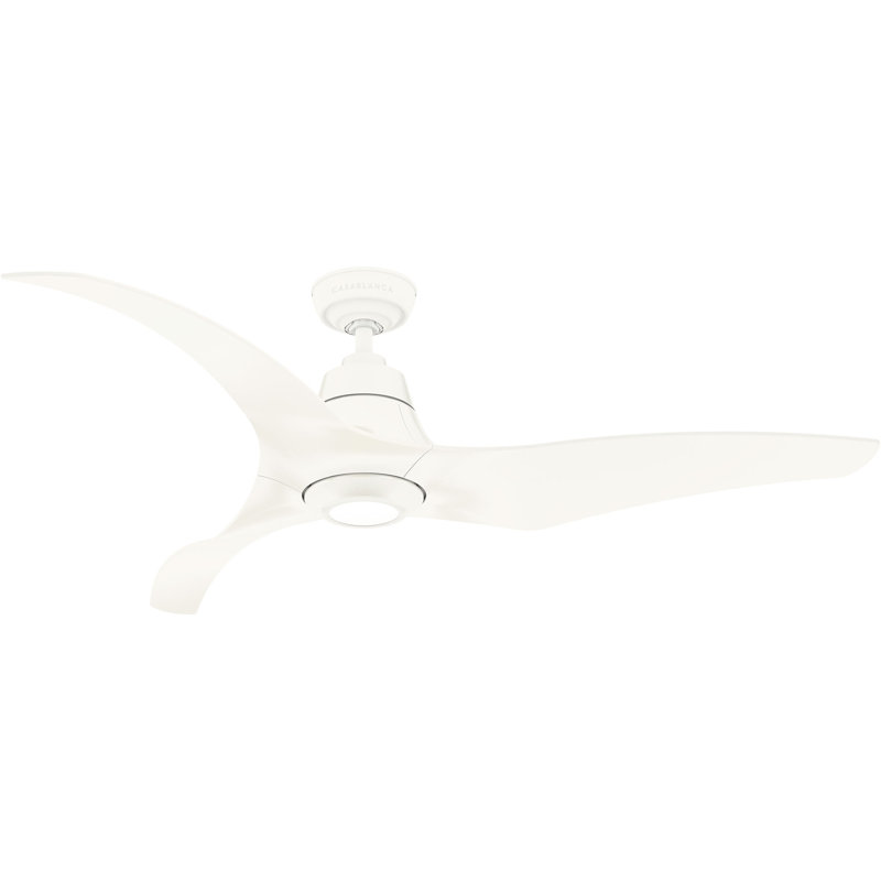Casablanca 60 inch Stingray ENERGY STAR® Damp Rated Ceiling Fan with LED Light Kit and Handheld Remote, 60, White