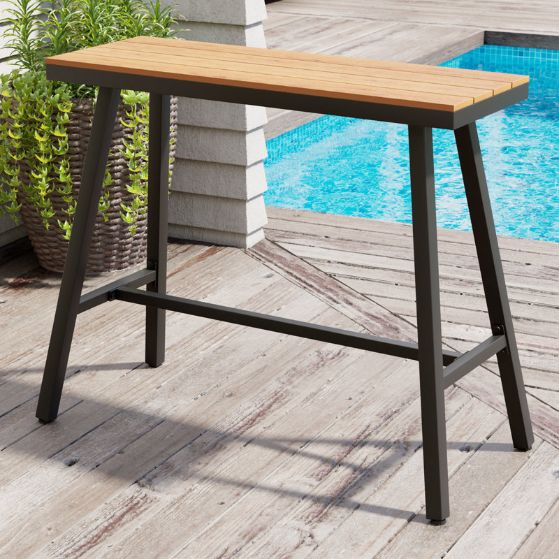 Table de bar d'extérieur en métal 37,01 "de haut, Brun, H 37,01 po x l 15,55 po x P 42,91 po