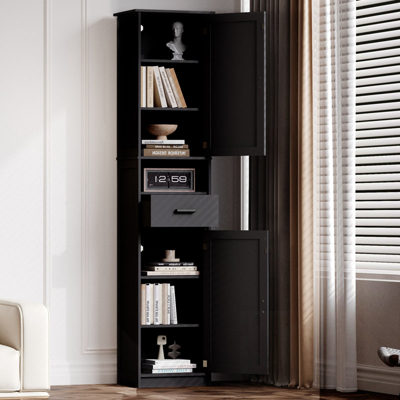 Armoire de rangement avec 2 portes de grange et 1 tiroir, Noir