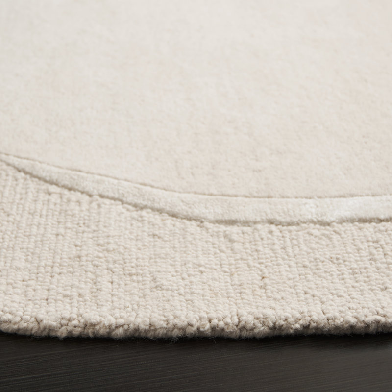 Novelty Hand Tufted Wool Viscose Solid Color Rug in Ivory, Novelty 5' x 5'